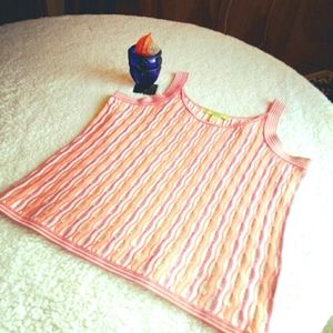 SIGRID OLSEN Retro Textured Silk/Ramie Blend Sparkle Stripe Tank Top